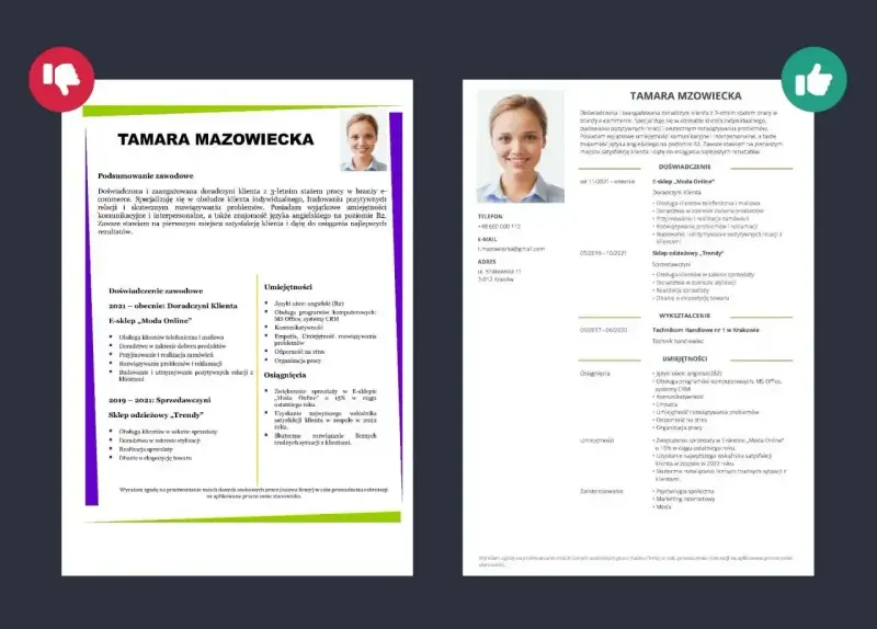 CV Tamary Mazowieckiej, gdzie kluczowe jest pytanie: czy w CV wpisywać wszystkie miejsca pracy? Pokazuje doświadczenie w e-commerce i handlu.
